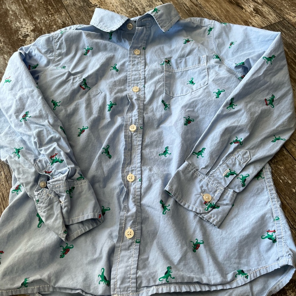 (3 for $12) Funny Dino Button Up Boys 10/12